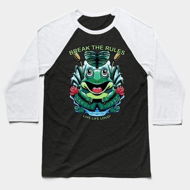 break the rules frog Baseball T-Shirt by Crow Creations